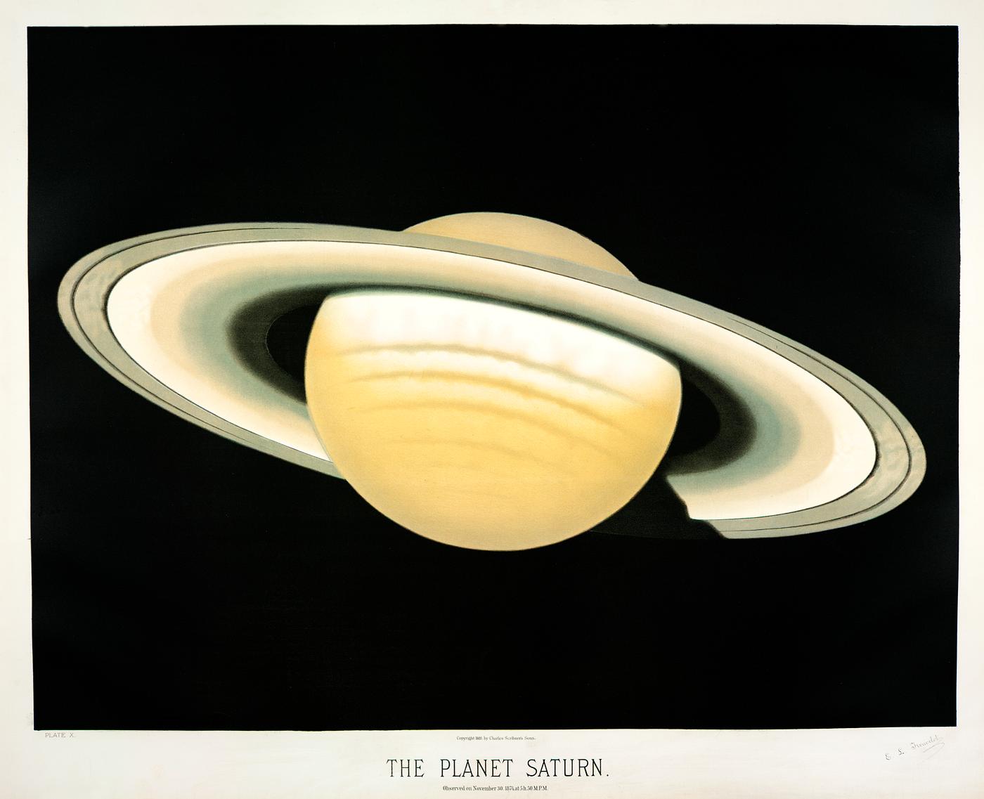 The planet Saturn from the Trouvelot
astronomical drawings (1881-1882) by E. L. Trouvelot (1827-1895) The planet Saturn from the Trouvelot
astronomical drawings (1881-1882) by E. L. Trouvelot (1827-1895)