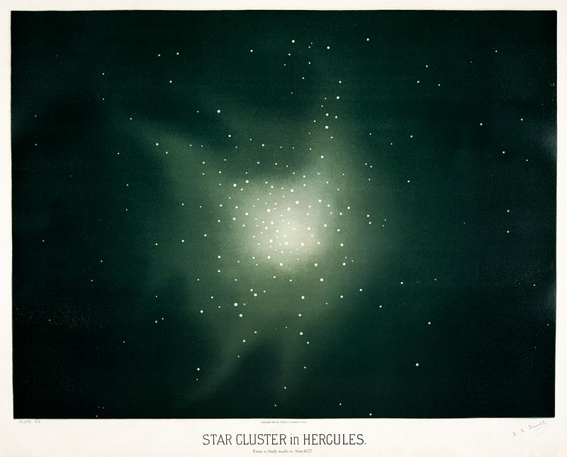 Star clusters in Hurcules from the Trouvelot
astronomical drawings (1881-1882) by E. L. Trouvelot (1827-1895) Star clusters in Hurcules from the Trouvelot
astronomical drawings (1881-1882) by E. L. Trouvelot (1827-1895)