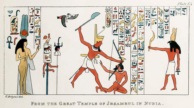 Plate 14 : Group from the interior of the northern Temple of Ybsambul illustration from the kings tombs in Thebes by Giovanni…