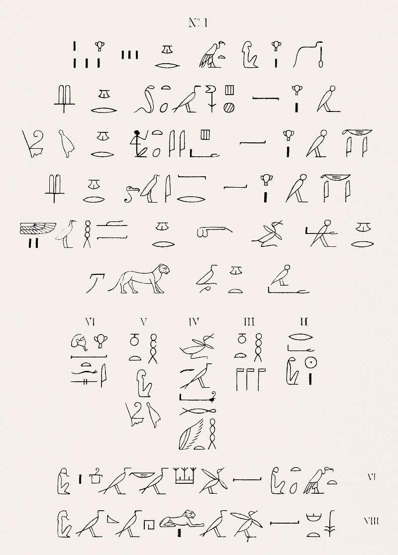 Neith, Hieroglyphics text illustration from Pantheon Egyptien (1823-1825) by Leon Jean Joseph Dubois (1780-1846). Digitally…