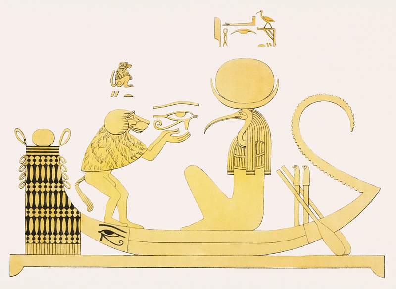 Thoth illustration from Pantheon Egyptien (1823-1825) by Leon Jean Joseph Dubois (1780-1846). Digitally enhanced by rawpixel.…