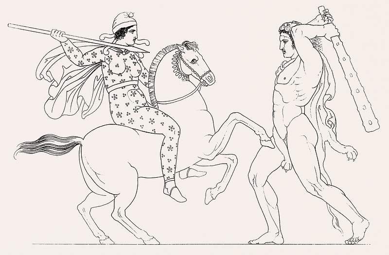 Hercules & Hippolita from An illustration of the Egyptian, Grecian and Roman costumes by Thomas Baxter (1782–1821).…