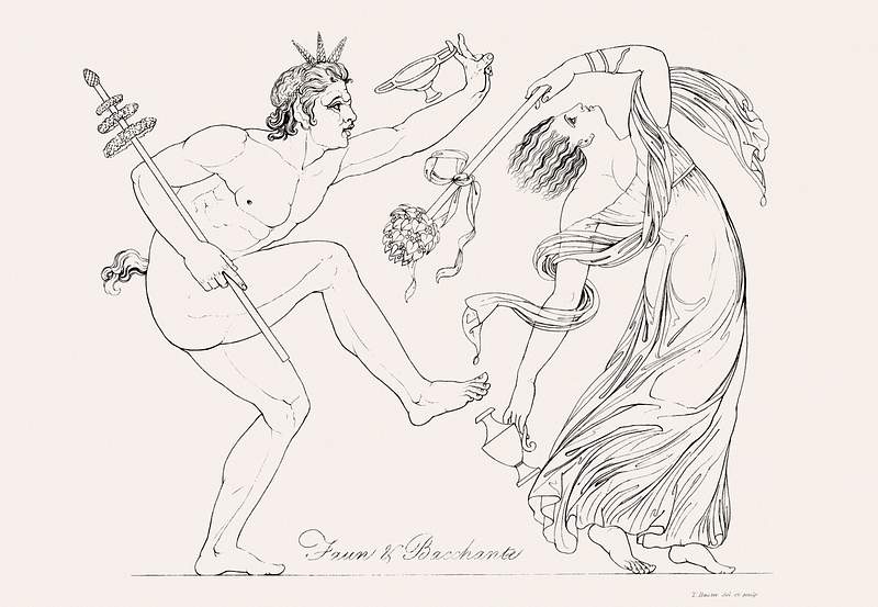 Faun & bacchante from An illustration of the Egyptian, Grecian and Roman costumes by Thomas Baxter (1782–1821).…