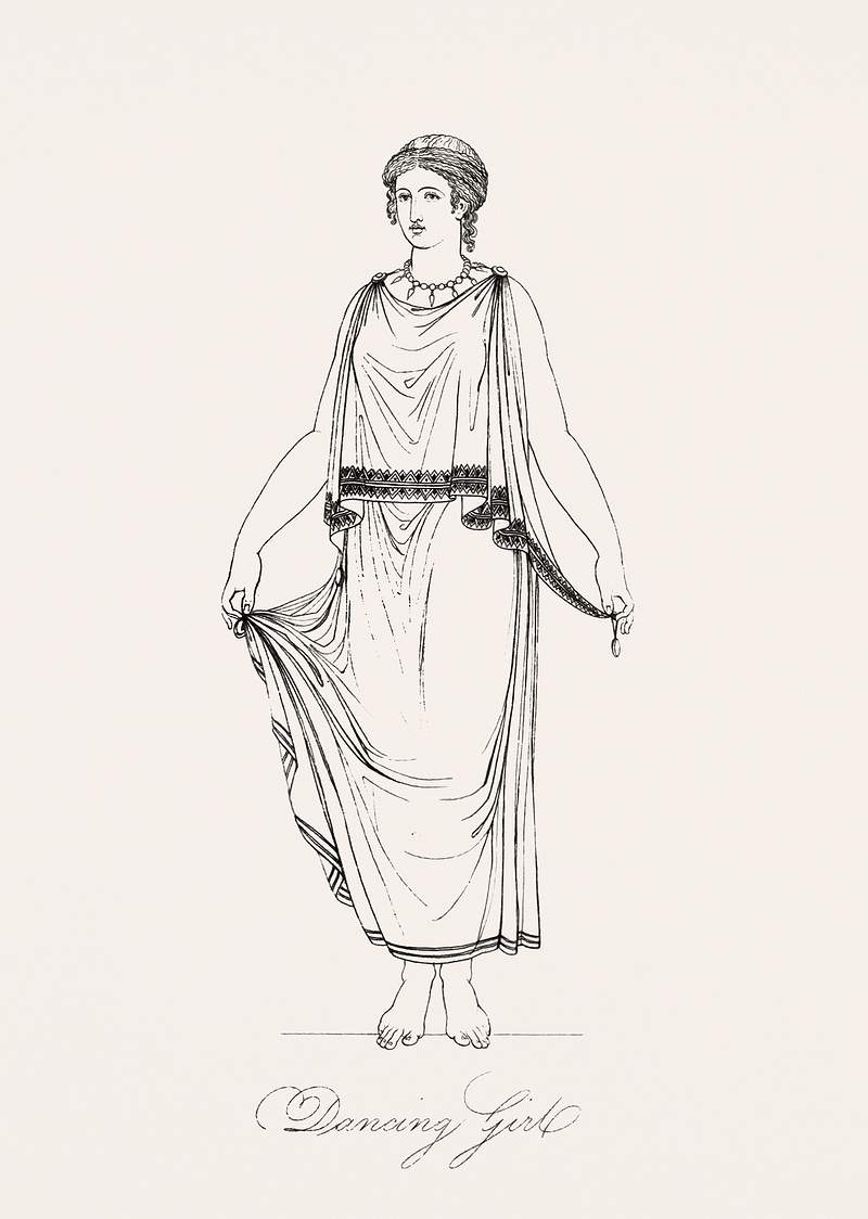 Dancing girl from An illustration of the Egyptian, Grecian and Roman costumes by Thomas Baxter (1782–1821). Original…