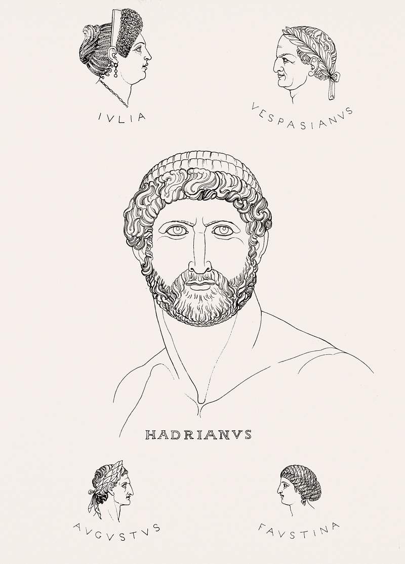 Roman heads from An illustration of the Egyptian, Grecian and Roman costumes by Thomas Baxter (1782–1821). Original…