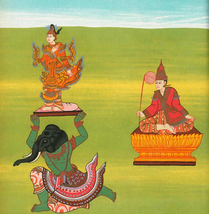 5. Beautiful in Three Ways (Thónban Hla nat) and 6. Minkhaung II of Taungoo (Taung-ngú Mingaung nat) from The thirty-seven nats : a phase of spirit worship prevailing in Burma (1906) by William Griggs (1832-1911). Original from The New York Public Library. Digitally enhanced by rawpixel. 5. Beautiful in Three Ways (Thónban Hla nat) and 6. Minkhaung II of Taungoo (Taung-ngú Mingaung nat) from The…