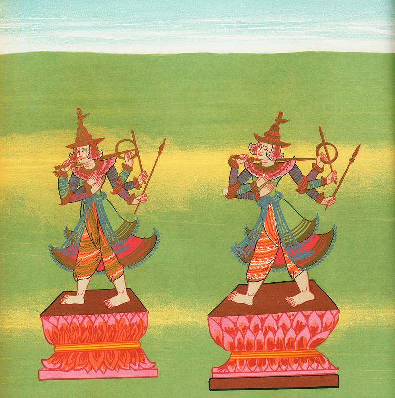 13. Lord of the South (Taungmagyí nat) and 14. Maung Minshin nat (also called Shin Byu) from The thirty-seven nats : a phase of spirit worship prevailing in Burma (1906) by William Griggs (1832-1911). Original from The New York Public Library. Digitally enhanced by rawpixel. 13. Lord of the South (Taungmagyí nat) and 14. Maung Minshin nat (also called Shin Byu) from The thirty-seven nats : a…