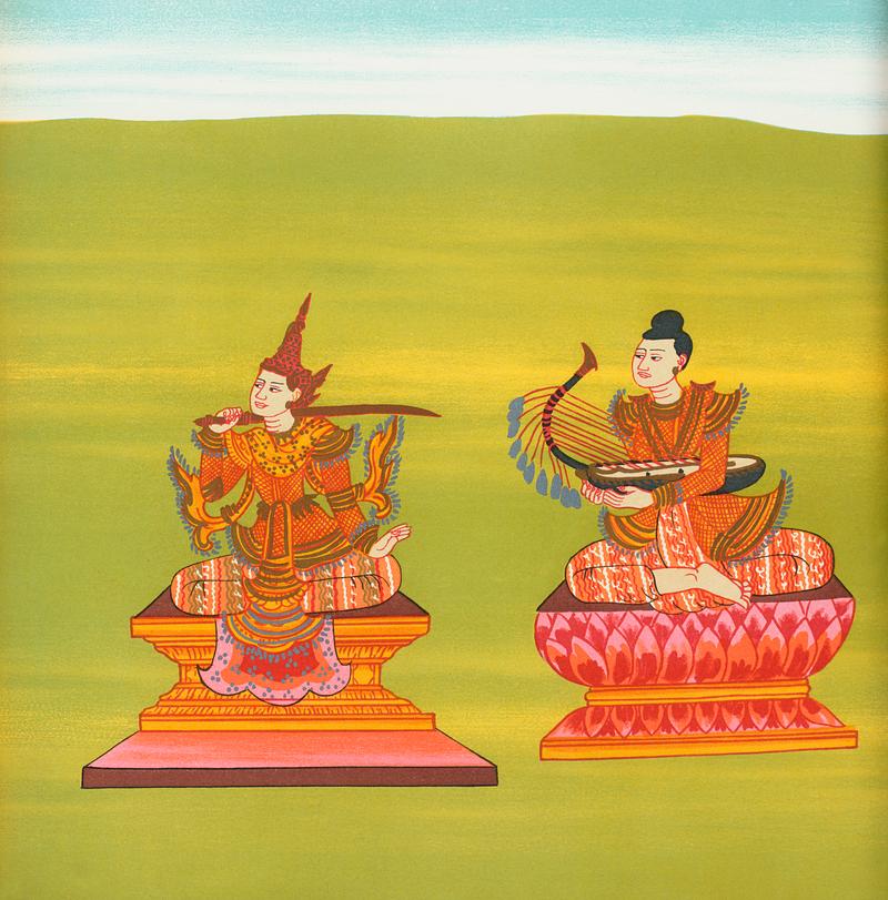17. Tabìn Shwédí nat (King of Toungoo Dynasty of Burma) and 18. Minyè Aungdin nat (Husband of Princess Shwe Sin Tu) from The thirty-seven nats : a phase of spirit worship prevailing in Burma (1906) by William Griggs (1832-1911). Original from The New York Public Library. Digitally enhanced by rawpixel. 17. Tabìn Shwédí nat (King of Toungoo Dynasty of Burma) and 18. Minyè Aungdin nat (Husband of…