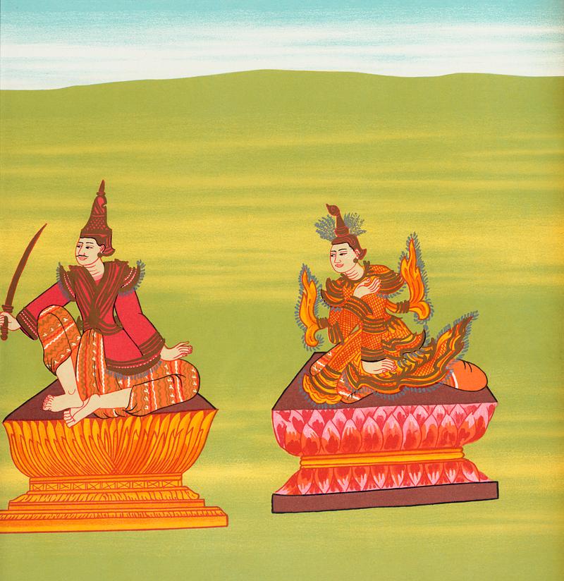 19. Lord of White Horse (Shwé Sippin nat) and 20. Mèdaw Shwésagá nat (Mother of Shwe Sitpin) from The thirty-seven nats : a phase of spirit worship prevailing in Burma (1906) by William Griggs (1832-1911). Original from The New York Public Library. Digitally enhanced by rawpixel. 19. Lord of White Horse (Shwé Sippin nat) and 20. Mèdaw Shwésagá nat (Mother of Shwe Sitpin) from…