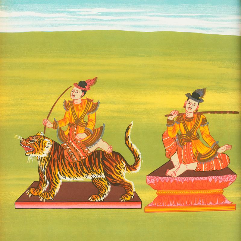 21. Maung Pó Tú nat (Tea Trader of King) and 22. King of the Yun (Yun Bayìn nat) from The thirty-seven nats : a phase of spirit worship prevailing in Burma (1906) by William Griggs (1832-1911). Original from The New York Public Library. Digitally enhanced by rawpixel. 21. Maung Pó Tú nat (Tea Trader of King) and 22. King of the Yun (Yun Bayìn nat) from The thirty-seven…