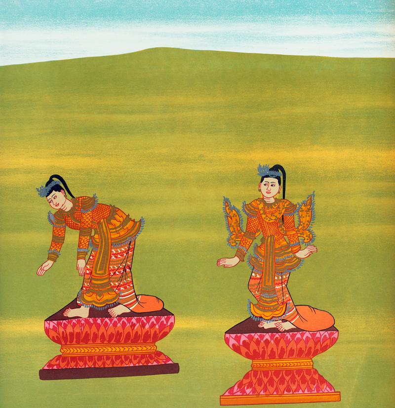 35. Lady Humpback (Shingón nat) and 36. Lady Bandy Legs (Shingwá nat) from The thirty-seven nats : a phase of spirit worship prevailing in Burma (1906) by William Griggs (1832-1911). Original from The New York Public Library. Digitally enhanced by rawpixel. 35. Lady Humpback (Shingón nat) and 36. Lady Bandy Legs (Shingwá nat) from The thirty-seven nats : a phase of…
