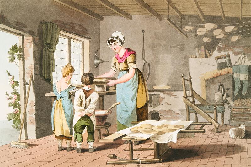 Illustration of woman making oat cakes from The Costume of Yorkshire (1814) by George Walker (1781-1856). Original from The New York Public Library. Digitally enhanced by rawpixel. Illustration of woman making oat cakes from The Costume of Yorkshire (1814) by George Walker (1781-1856). Original from The…