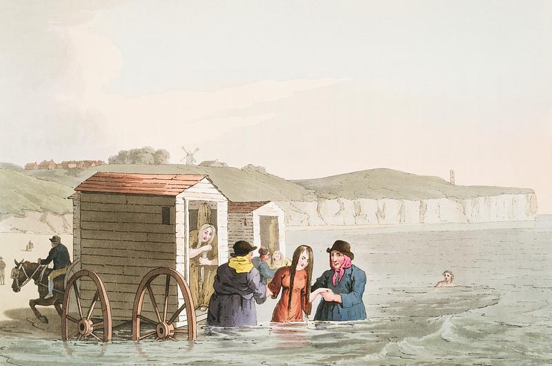 Illustration of sea bathing from The Costume of Yorkshire (1814) by George Walker (1781-1856). Original from The New York Public Library. Digitally enhanced by rawpixel. Illustration of sea bathing from The Costume of Yorkshire (1814) by George Walker (1781-1856). Original from The New York…