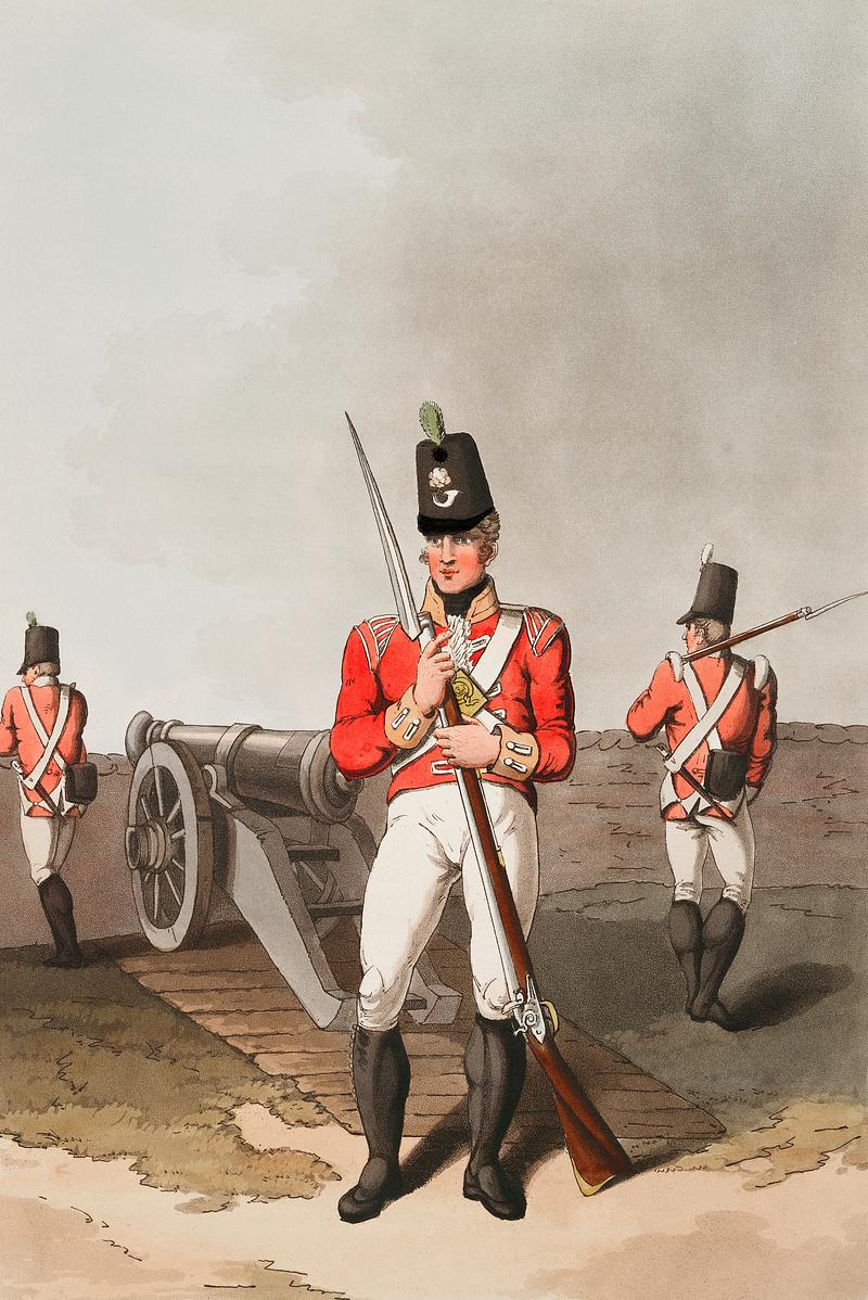 Illustration of East York militia from The Costume of Yorkshire (1814) by George Walker (1781-1856). Original from The New York Public Library. Digitally enhanced by rawpixel. Illustration of East York militia from The Costume of Yorkshire (1814) by George Walker (1781-1856). Original from The New…