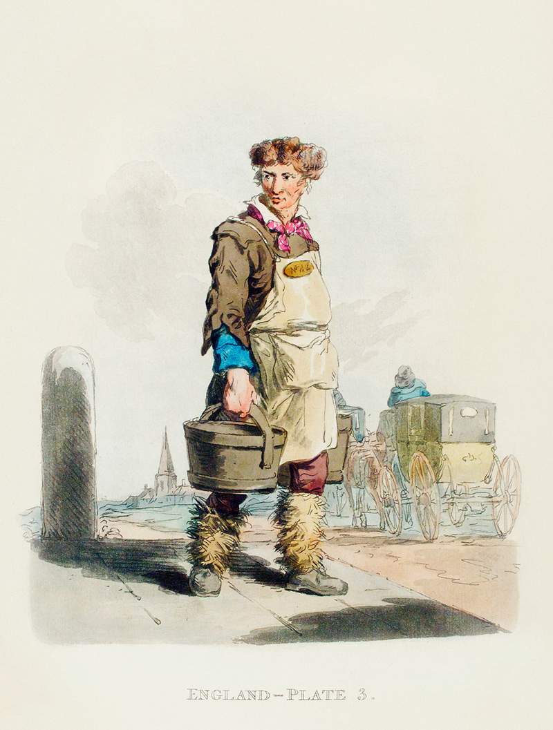 Illustration of a waterman to a coach-stand from Picturesque Representations of the Dress and Manners of the English(1814) by…