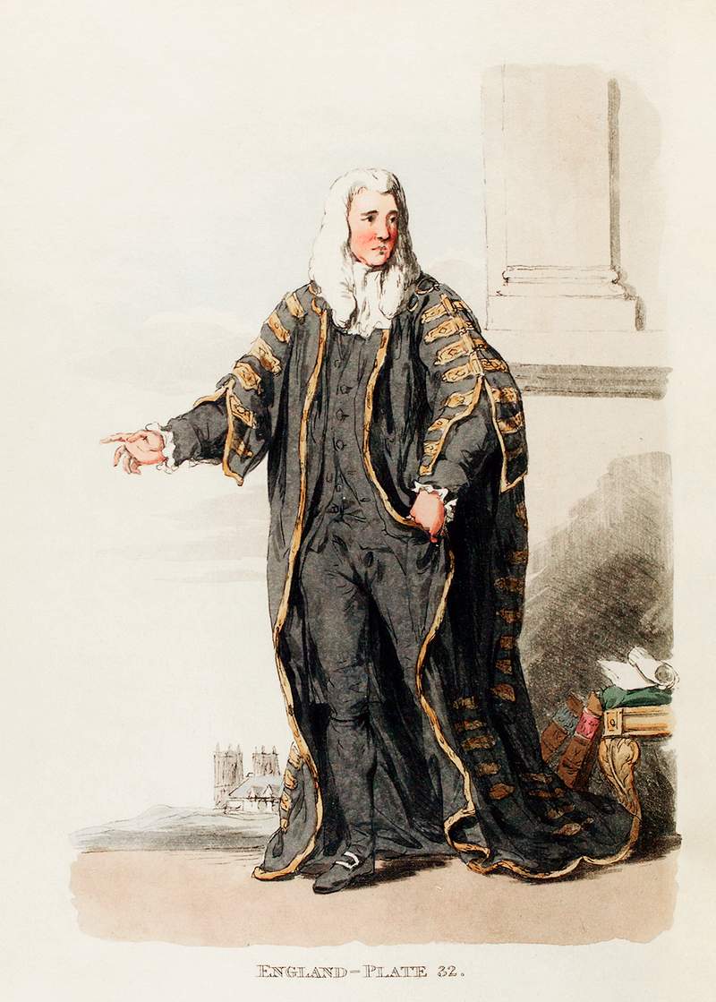 Illustration of the speaker of the House of Commons from Picturesque Representations of the Dress and Manners of the…