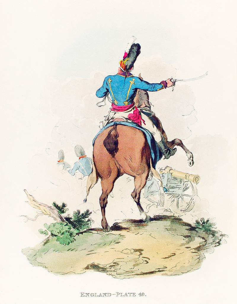 Illustration of the officer of horse artillery from Picturesque Representations of the Dress and Manners of the English(1814)…