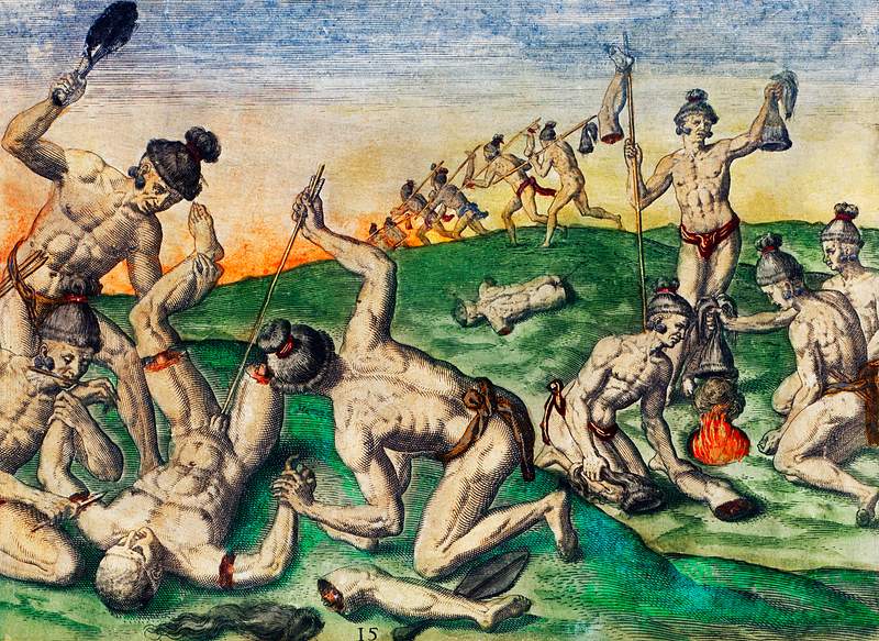 How Outina's soldiers treated the bodies of the enemy ; Trophies and solemn rites after an enemy's defeat illustration from…