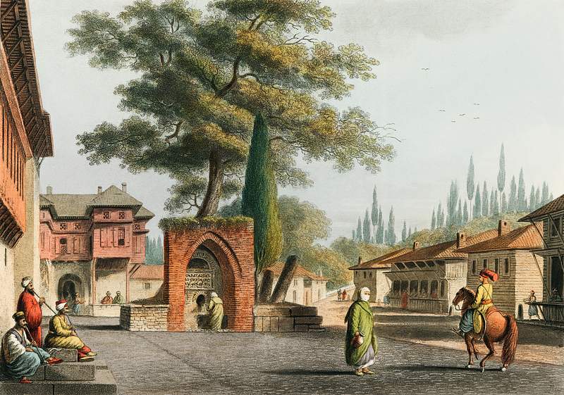 Caravansary at Kustchiuk Czemege from Views in the Ottoman Dominions, in Europe, in Asia, and some of the Mediterranean…