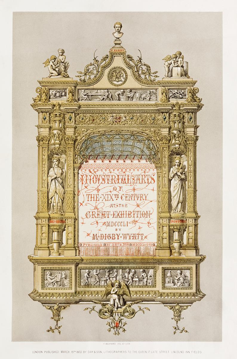Title page of the Industrial arts of the… | Free public domain illustration Title page of the Industrial arts of the Nineteenth Century (1851-1853) by Sir Matthew Digby wyatt (1820-1877).