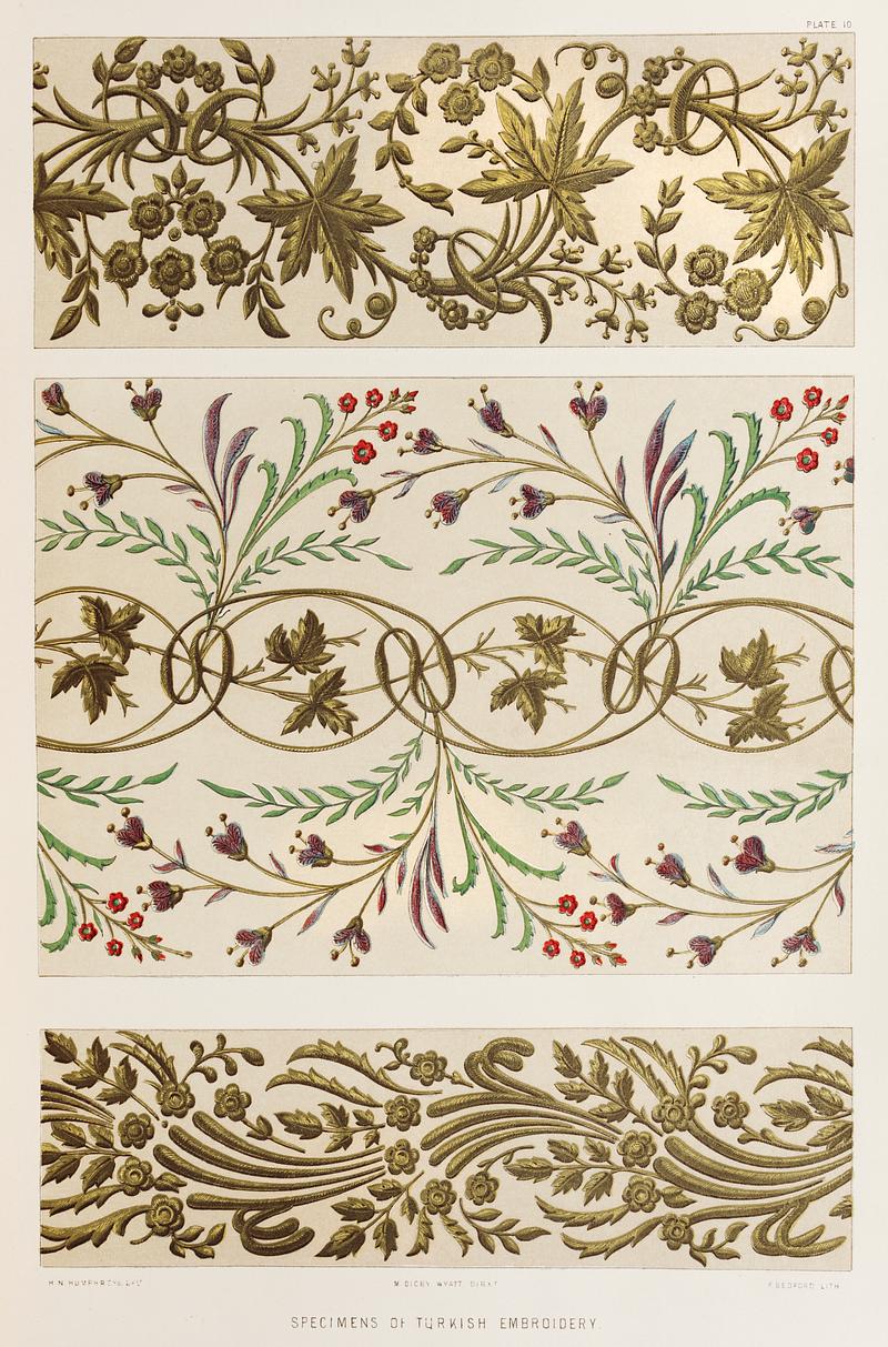 Specimens of Turkish embroidery from the Industrial arts of the Nineteenth Century (1851-1853) by Sir Matthew Digby wyatt (1820-1877). Specimens of Turkish embroidery from the Industrial arts of the Nineteenth Century (1851-1853) by Sir Matthew Digby wyatt…