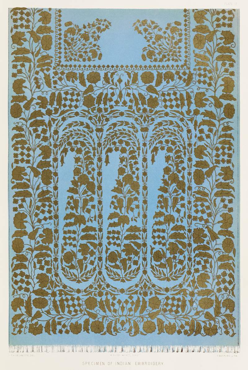 Indian embroidery Specimen of Indian embroidery from the Industrial arts of the Nineteenth Century (1851-1853) by Sir Matthew Digby wyatt (1820…