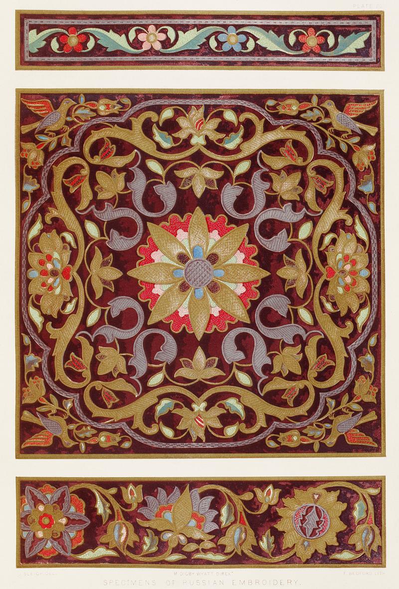 Specimens of Russian embroidery from the Industrial arts of the Nineteenth Century (1851-1853) by Sir Matthew Digby wyatt (1820-1877). Specimens of Russian embroidery from the Industrial arts of the Nineteenth Century (1851-1853) by Sir Matthew Digby wyatt…