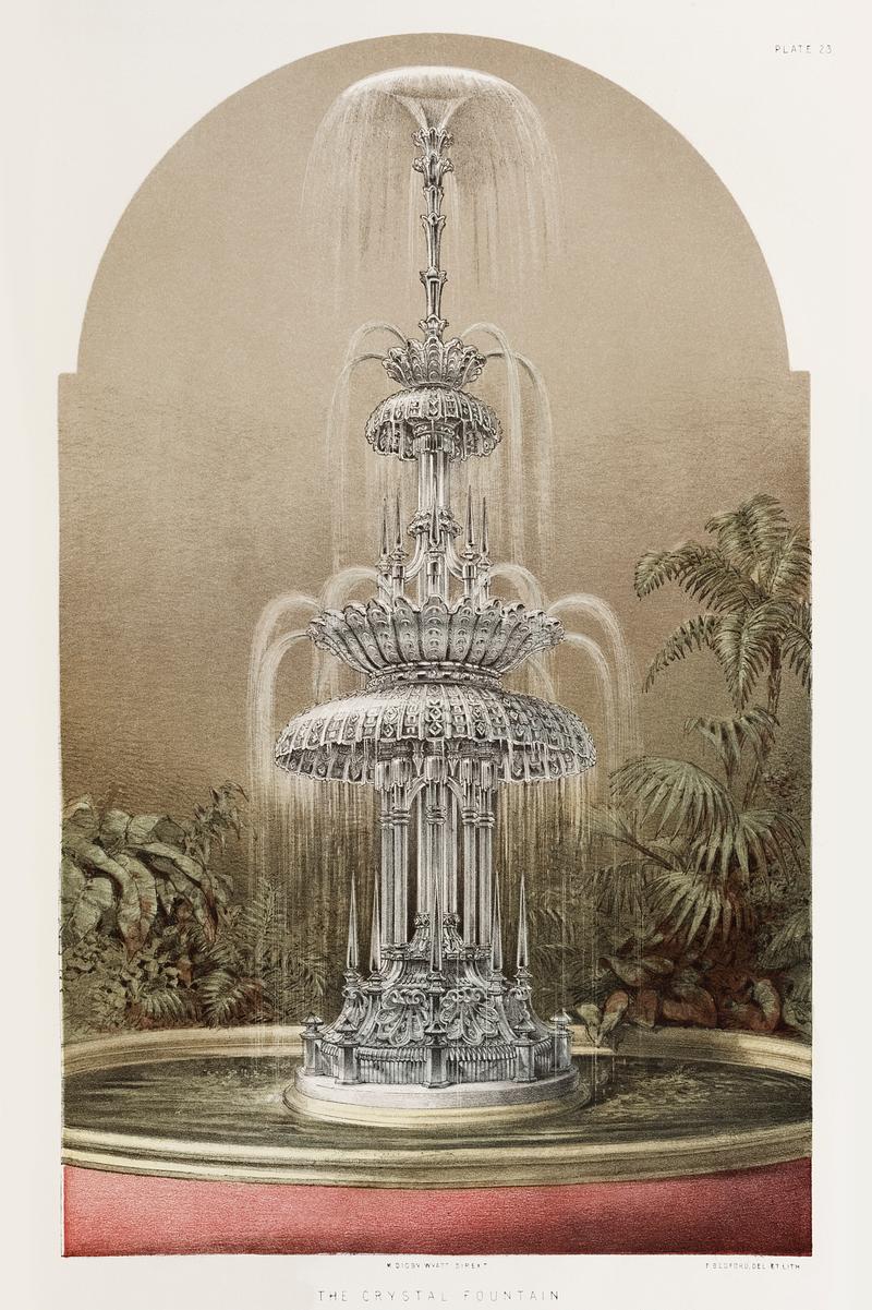 Crystal fountain from the Industrial arts of the Nineteenth Century (1851-1853) by Sir Matthew Digby wyatt (1820-1877). Crystal fountain from the Industrial arts of the Nineteenth Century (1851-1853) by Sir Matthew Digby wyatt (1820-1877).