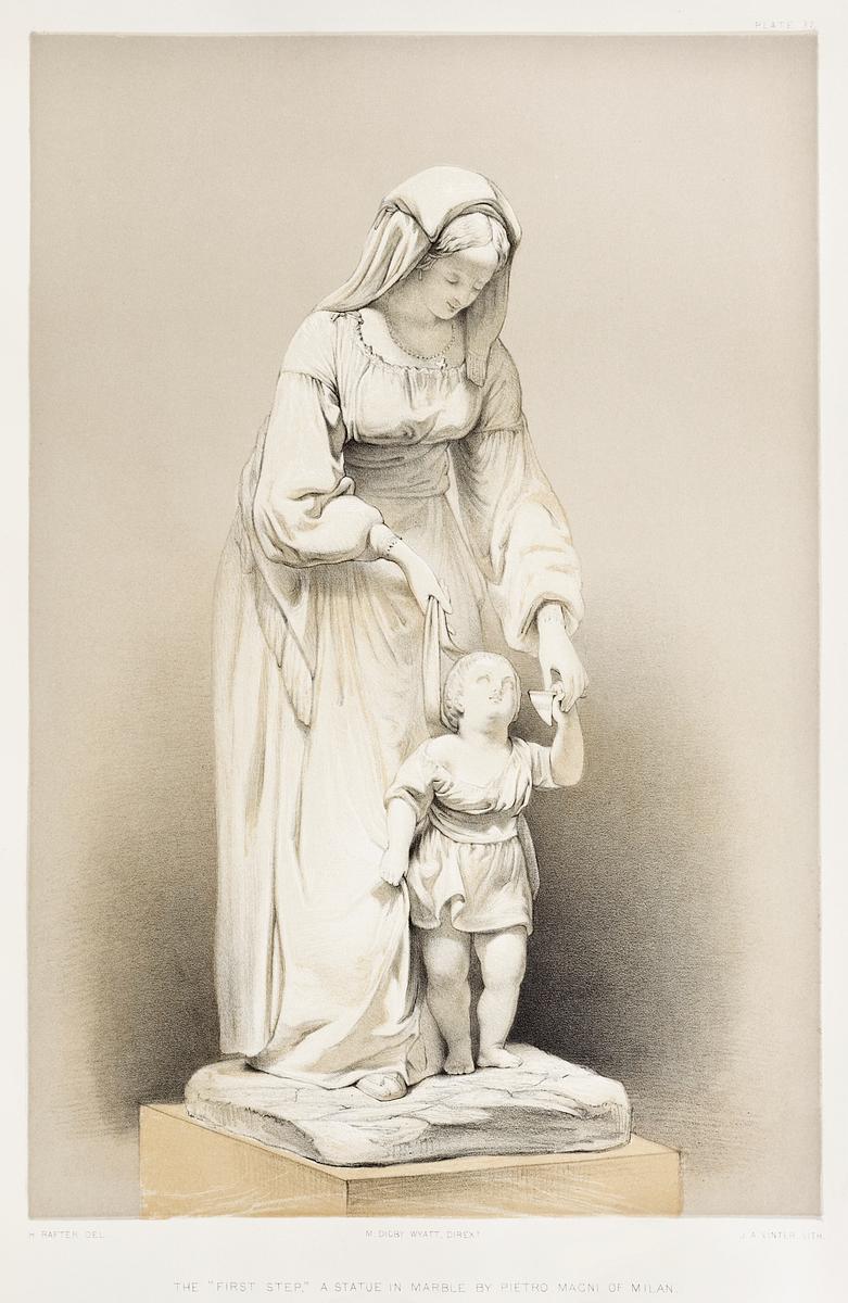 "The first step" a statue in marble from the… | Free public domain illustration "The first step" a statue in marble from the Industrial arts of the Nineteenth Century (1851-1853) by Sir Matthew Digby wyatt…