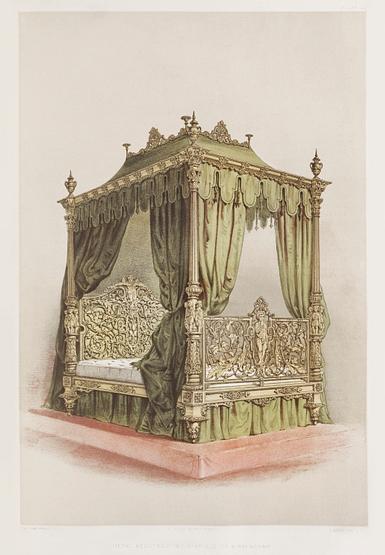 Metal bedstead from the Industrial arts of the Nineteenth Century (1851-1853) by Sir Matthew Digby wyatt (1820-1877). Metal bedstead from the Industrial arts of the Nineteenth Century (1851-1853) by Sir Matthew Digby wyatt (1820-1877). -…