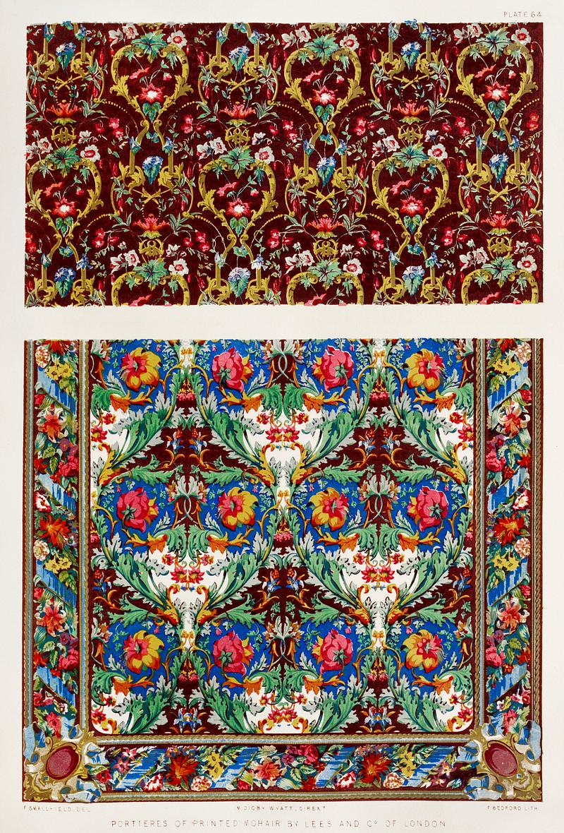 Portieres of printed mohair from the Industrial arts of the Nineteenth Century (1851-1853) by Sir Matthew Digby wyatt (1820-1877). Portieres of printed mohair from the Industrial arts of the Nineteenth Century (1851-1853) by Sir Matthew Digby wyatt (1820…