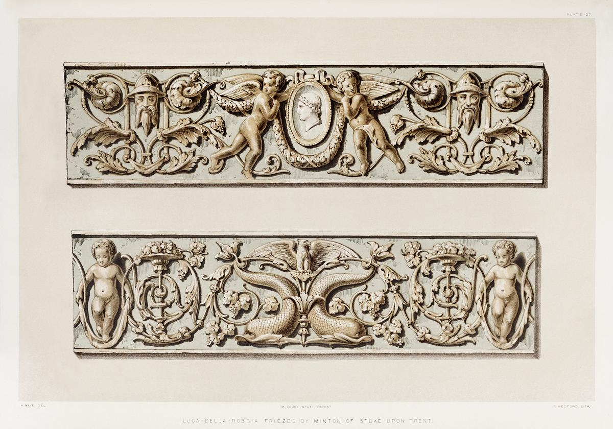 Luca-della-Robbia friezes from the Industrial… | Free public domain illustration Luca-della-Robbia friezes from the Industrial arts of the Nineteenth Century (1851-1853) by Sir Matthew Digby wyatt (1820…