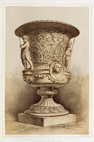 Vase in terra cotta from the Industrial arts of the Nineteenth Century (1851-1853) by Sir Matthew Digby wyatt (1820-1877). Vase in terra cotta from the Industrial arts of the Nineteenth Century (1851-1853) by Sir Matthew Digby wyatt (1820-1877). -…