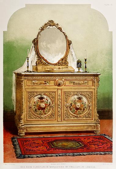 Bed room furniture in marqueterie from the Industrial arts of the Nineteenth Century (1851-1853) by Sir Matthew Digby wyatt (1820-1877). Bed room furniture in marqueterie from the Industrial arts of the Nineteenth Century (1851-1853) by Sir Matthew Digby wyatt…
