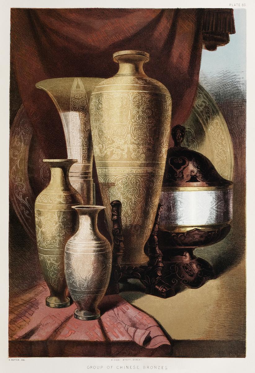 Group of Chinese bronzes from the Industrial… | Free public domain illustration Group of Chinese bronzes from the Industrial arts of the Nineteenth Century (1851-1853) by Sir Matthew Digby wyatt (1820…