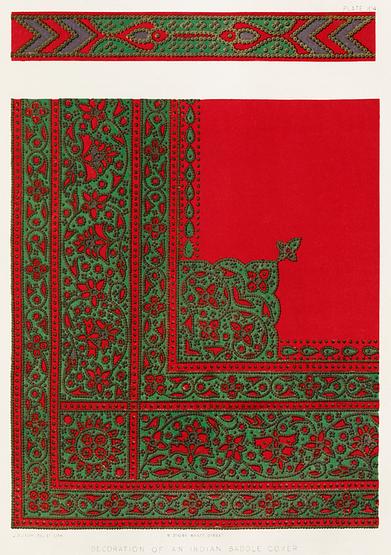 Decoration of an Indian saddle cover from the Industrial arts of the Nineteenth Century (1851-1853) by Sir Matthew Digby wyatt (1820-1877). Decoration of an Indian saddle cover from the Industrial arts of the Nineteenth Century (1851-1853) by Sir Matthew Digby…