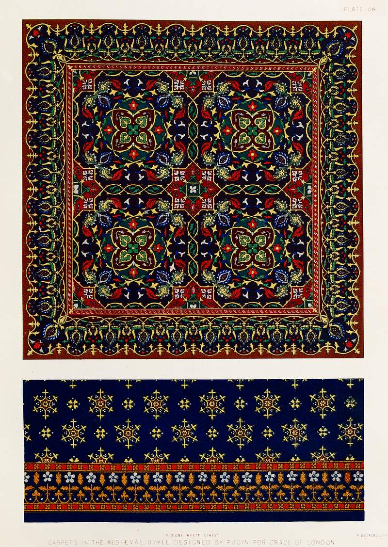 Carpets in the medieval style from the… | Free public domain illustration Carpets in the medieval style from the Industrial arts of the Nineteenth Century (1851-1853) by Sir Matthew Digby wyatt (1820…