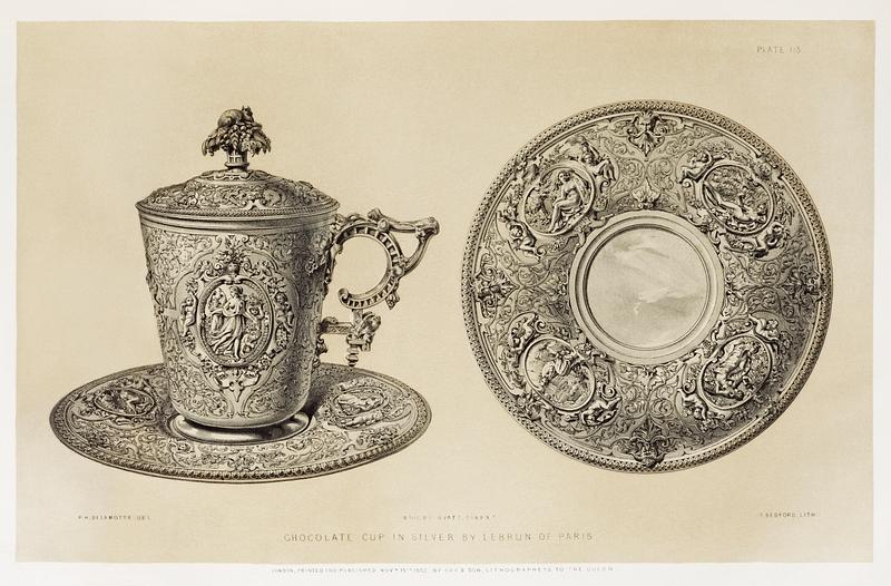 Chocolate cup in silver from the Industrial arts of the Nineteenth Century (1851-1853) by Sir Matthew Digby wyatt (1820-1877). Chocolate cup in silver from the Industrial arts of the Nineteenth Century (1851-1853) by Sir Matthew Digby wyatt (1820…