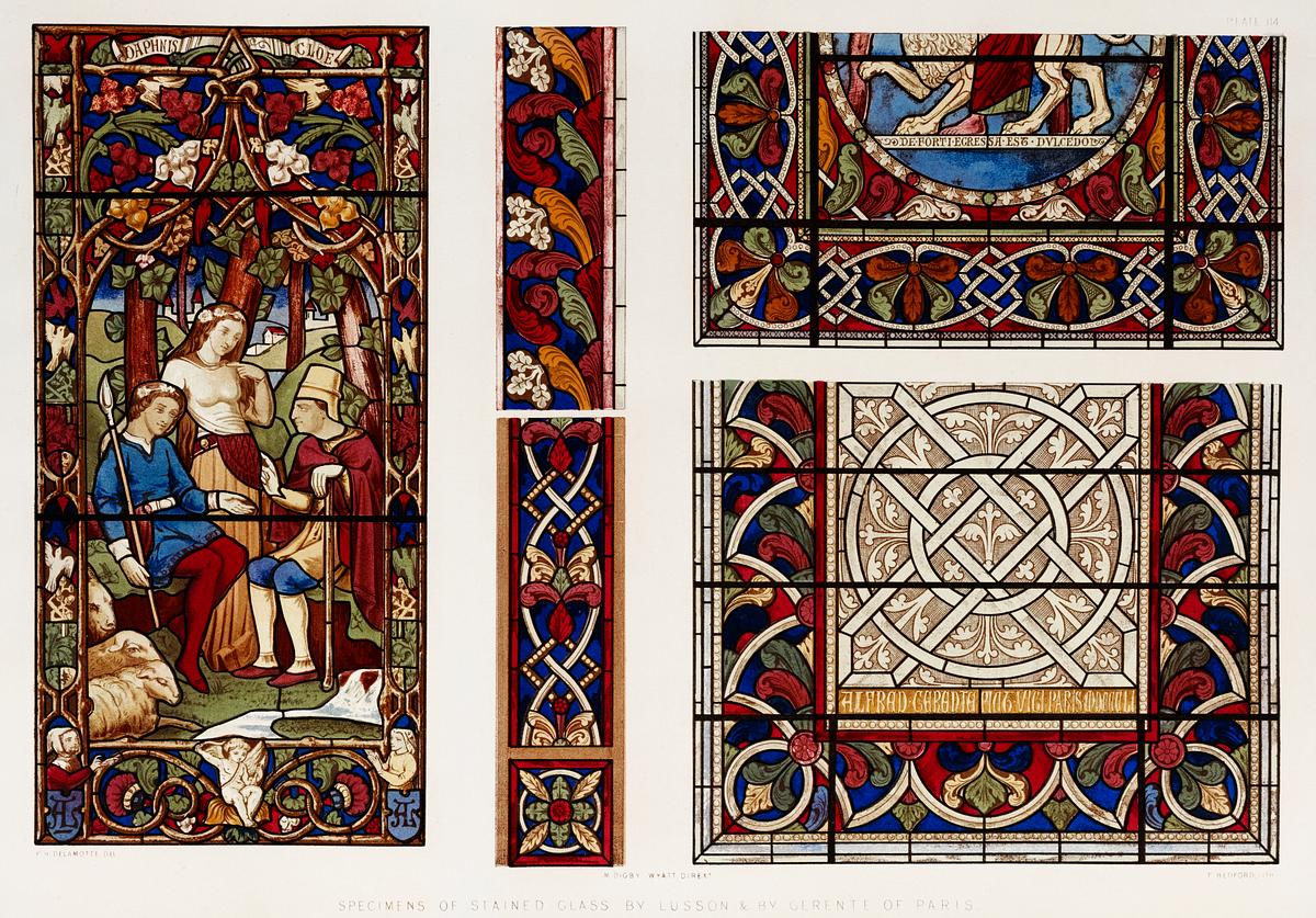 Specimens of stained glass from the… | Free public domain illustration Specimens of stained glass from the Industrial arts of the Nineteenth Century (1851-1853) by Sir Matthew Digby wyatt (1820…