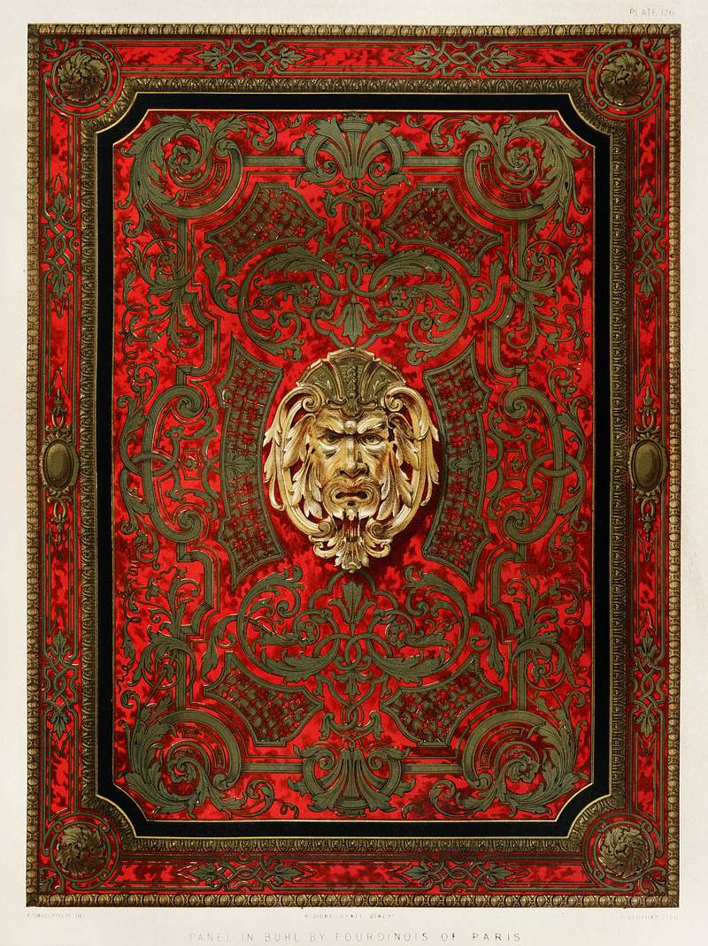 Panel in Buhl from the Industrial arts of the Nineteenth Century (1851-1853) by Sir Matthew Digby wyatt (1820-1877). Panel in Buhl from the Industrial arts of the Nineteenth Century (1851-1853) by Sir Matthew Digby wyatt (1820-1877).
