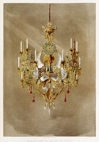 Pendant lamp from the Industrial arts of the Nineteenth Century (1851-1853) by Sir Matthew Digby wyatt (1820-1877). Pendant lamp from the Industrial arts of the Nineteenth Century (1851-1853) by Sir Matthew Digby wyatt (1820-1877). - 1900s,…