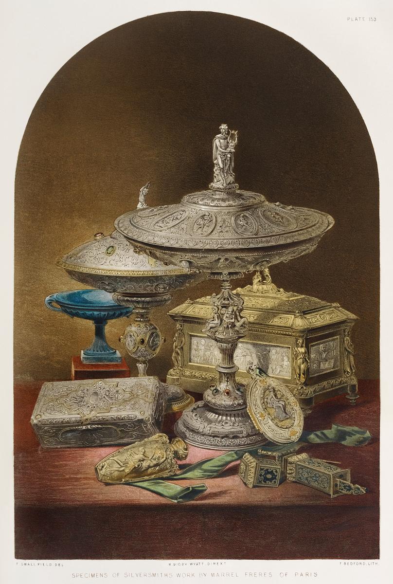 Specimens of silversmiths from the Industrial… | Free public domain illustration Specimens of silversmiths from the Industrial arts of the Nineteenth Century (1851-1853) by Sir Matthew Digby wyatt (1820…