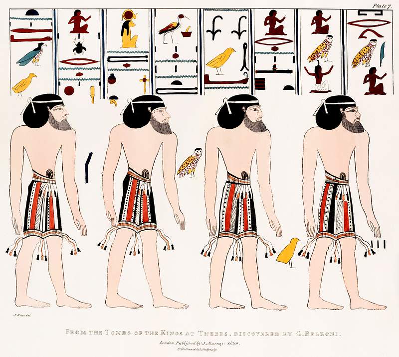 Procession of Jews illustration from the kings tombs in Thebes by Giovanni Battista Belzoni (1778-1823) from Plates…