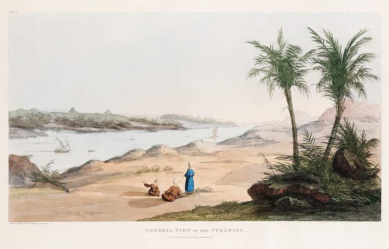 General View of the Pyramids illustration from the kings tombs in Thebes by Giovanni Battista Belzoni (1778-1823) from Plates…