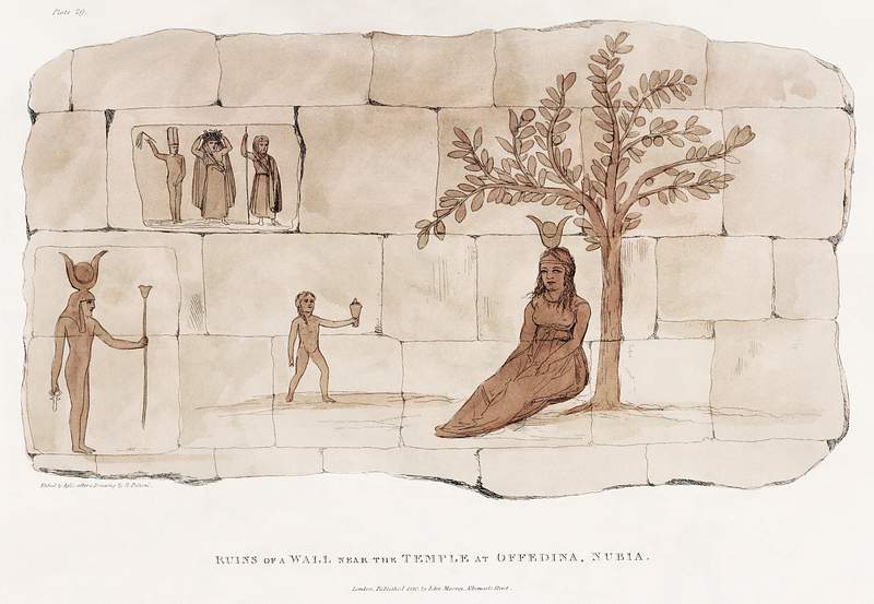 Plate 29 : Figures taken from an ancient wall near the Temple at Offedina in Nubia illustration from the kings tombs in…
