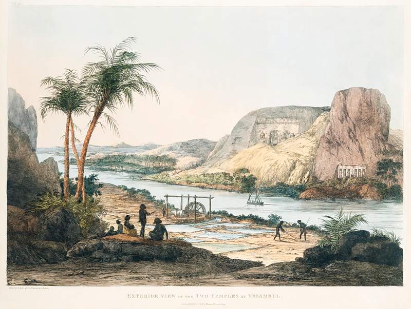 Exterior View of the Temple of Ybsambul illustration from the kings tombs in Thebes by Giovanni Battista Belzoni (1778-1823)…