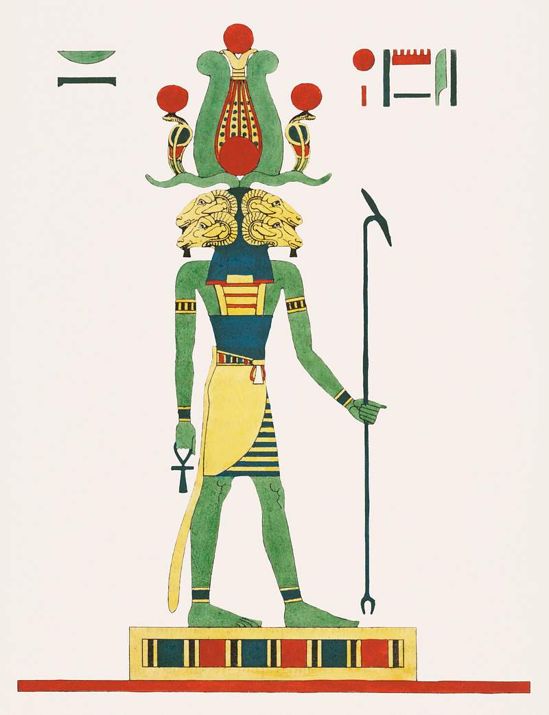 Amon, Amon-ra illustration from Pantheon Egyptien (1823-1825) by Leon Jean Joseph Dubois (1780-1846). Original from The New…