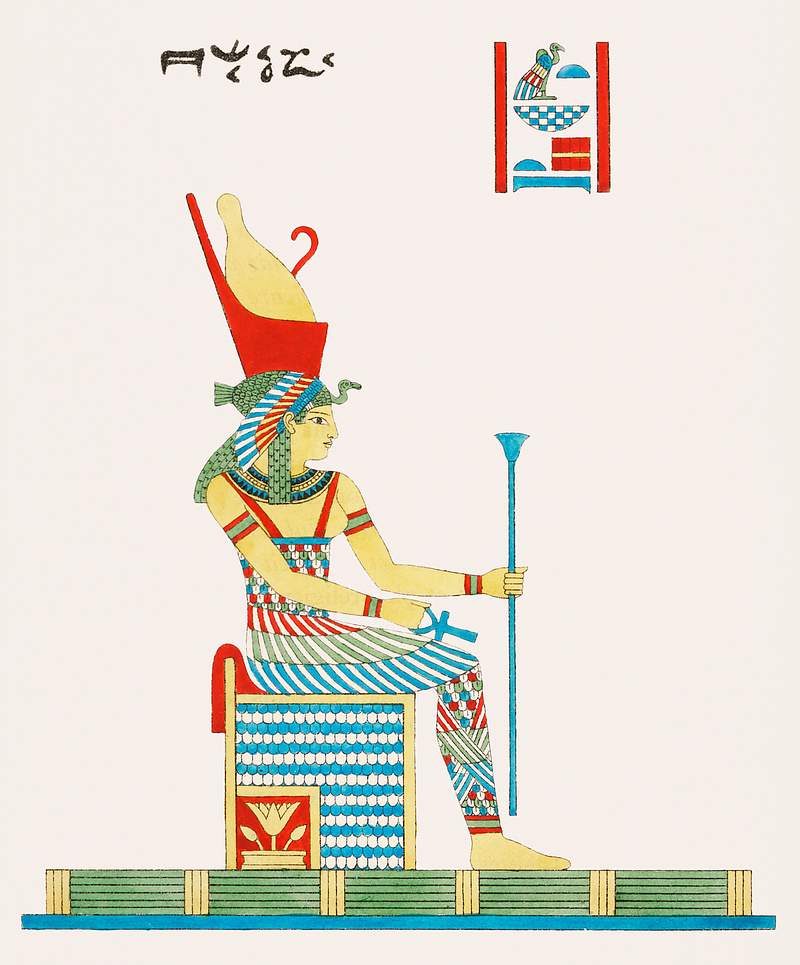 Neith illustration from Pantheon Egyptien (1823-1825) by Leon Jean Joseph Dubois (1780-1846). Original from The New York…