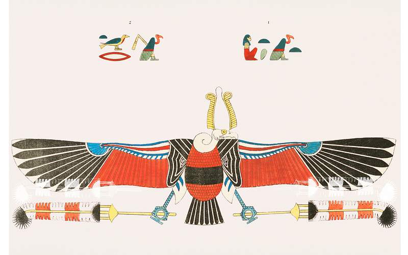 Vulture, emblem of Neith illustration from Pantheon Egyptien (1823-1825) by Leon Jean Joseph Dubois (1780-1846). Original…