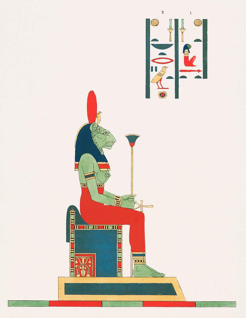Neith illustration from Pantheon Egyptien (1823-1825) by Leon Jean Joseph Dubois (1780-1846). Original from The New York…